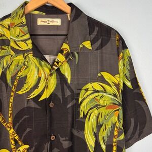 Tommy Bahama Men's‎ Large Palm Tree Short Sleeve Button Up Aloha Camp Silk Shirt